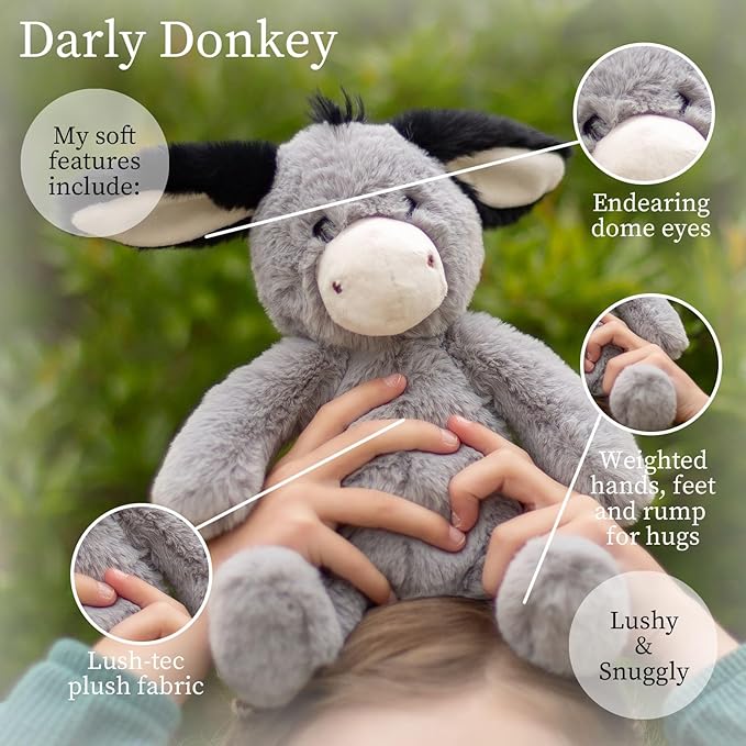 World's Softest Plush Darly Donkey, Lushee, Large, 16" Stuffed Animal for Baby, Toddler, Kids, Adults - Donkey Plush Toy- Adorable Toy Made from Kid-Friendly, Quality Materials