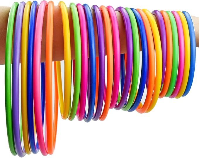 Topbuti 24 Pcs Multicolor Plastic Toss Rings Ring Toss Game Carnival Rings for Speed and Agility Practice Games, Garden Backyard Outdoor Games, Bridal Shower Game, Game Booth (4 Sizes)