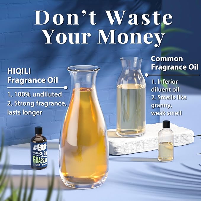 HIQILI Grassland Fragrance Oil 100ml for Diffuser Car Freshies, Clean Fresh Scent for Candle Making Soap Laundry 3.38 Fl Oz