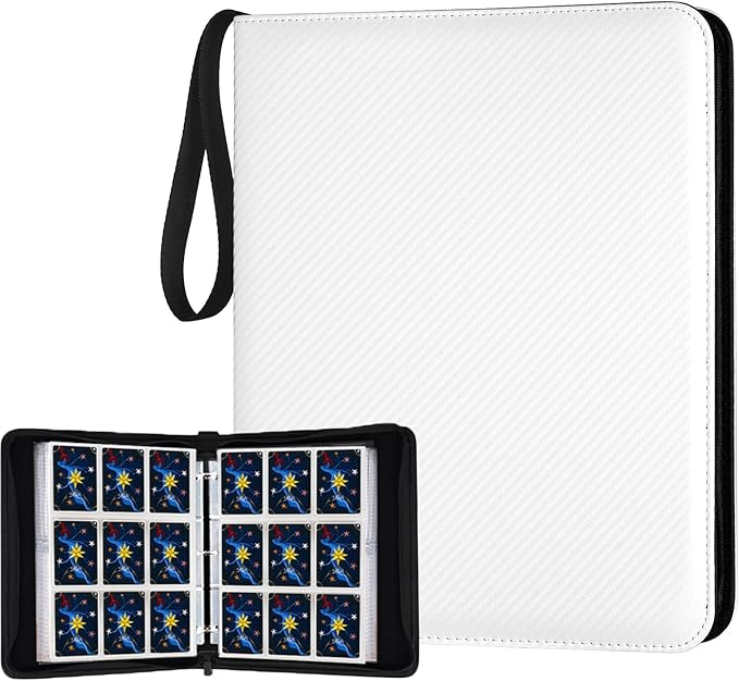 Trading Card Binder, 900 Pockets Card Binder, 9-Poccket Sided Pocket Sports Card Binder, Premium Card Binders Compatible with MTG, TCG, Baseball Cards(Carbon White)