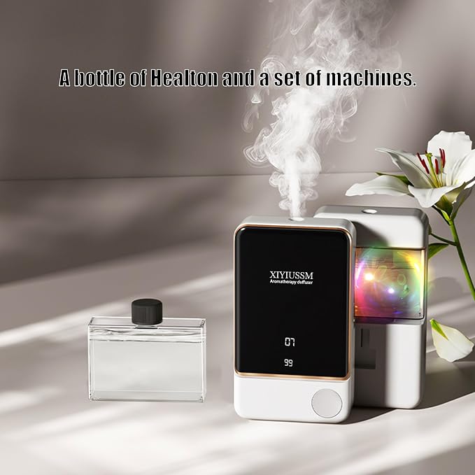 Waterless Essential Oil Diffuser for Home & Office Cordless Battery Operated Aroma Diffuser with 7 Mist Levels, Ultrasonic Air Freshener for Large Rooms Bedroom Bathroom Car Small & Portable