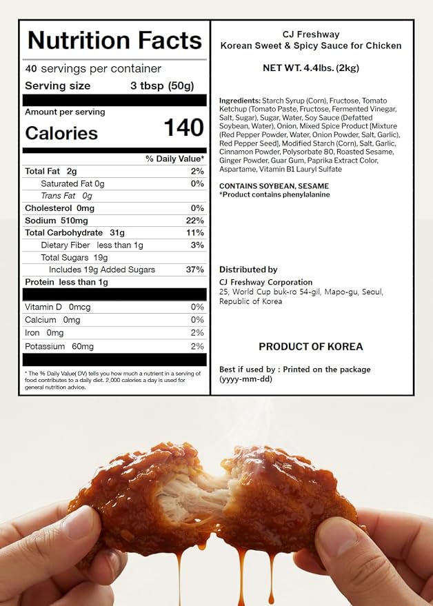 Korean Food CJ Freshway Korean Sweet & Spicy Fried Chicken Sauce, 4.4 lb | Glossy Korean-style red chili sauce suitable for frying, glazing, stir-fry, and dipping