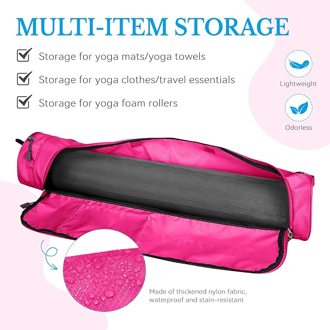 Upgrade Yoga Mat Bag, Waterproof Yoga Gym Bag Tote Bag with Adjustable Strap, Multi-Pockets Yoga Mat Carrier for Gym, Fitness