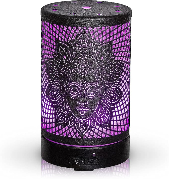 AROMAR Essential Ultrasonic Oil Diffuser Cool Mist Humidifier & Aromatherapy Metal Diffusers for Essential Oils with Auto Shut-Off and 7 Colors LED for Home and Office (Black Medusa)