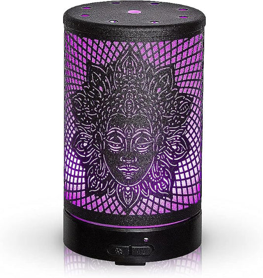 AROMAR Essential Ultrasonic Oil Diffuser Cool Mist Humidifier & Aromatherapy Metal Diffusers for Essential Oils with Auto Shut-Off and 7 Colors LED for Home and Office (Black Medusa)