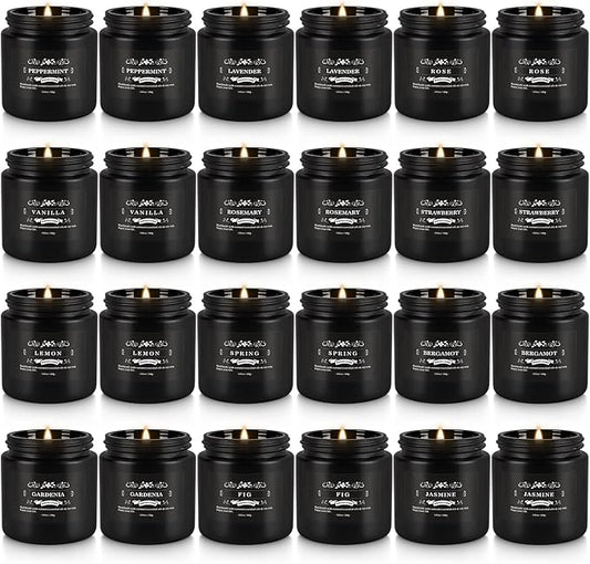 YOROXRG Scented Candles Gifts Set 24 Pack Soy Wax Travel Tin Jar Candles for Home 3.05 OZ for Mom for Christmas, Birthday, Thanksgiving, Mother's Day,Father'Day(Black)