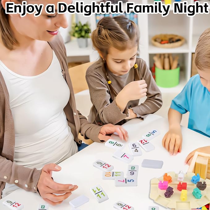 Mexican Train Dominoes Double 15 Set, 136 Colored Number Tiles with Lightweight EVA Case, Family and Adult Strategy Board Game for Travel