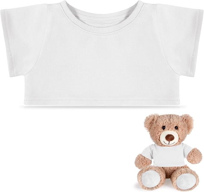 Bear Tee Shirt Fit 14-18inch Bear Clothes Stuffed Animal Clothes Basic Stuffed Dolls Shirt, White
