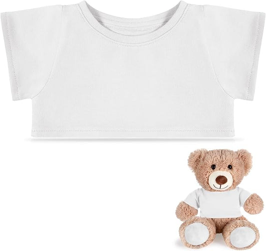 Bear Tee Shirt Fit 14-18inch Bear Clothes Stuffed Animal Clothes Basic Stuffed Dolls Shirt, White