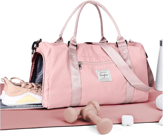 Gym Bag Womens Mens with Shoes Compartment and Wet Pocket Travel Duffel Bags for Women for Plane Sport Gym Tote Bags Swimming Yoga Small Waterproof Weekend Overnight Carry on Bag Hospital Holdalls