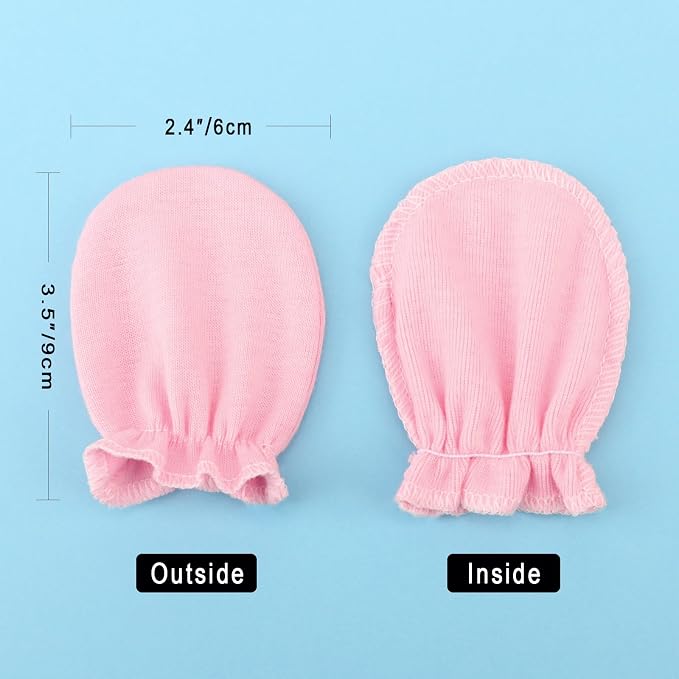 BQUBO Newborn Infant Toddler Mittens No Scratch Cotton Elastic Wrist Gloves Hypoallergenic for 0-6 Months Baby Boys Girls