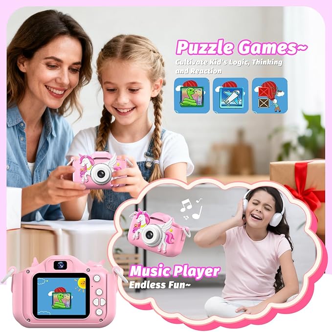 Kids Camera Toy, masterbee Children Camera Toys for Kid Age 3-12, Christmas/Birthday Gifts for Girls, 1080P HD Video Kids Digital Camera, Gift for 3 4 5 6 7 8 9 10 11 12 Year Old Girl