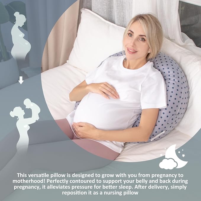 Chilling Home Pregnancy Pillow, C Shaped Pregnancy Pillows for Sleeping Full Body Pillow Maternity Pillow for Pregnant Women 47 inch, Pregnant Women Must Have with Removable Cover