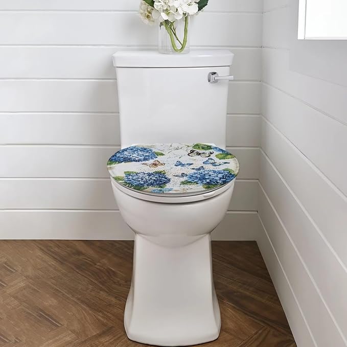 Seahorse Toilet Lid Cover, Flannel Soft Dustproof Toilet Seat Cover, Machine Washable Reusable Toilet Lid Cover, Yellow