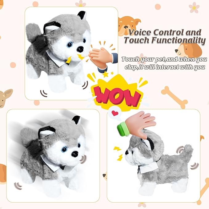 Puppy Toys for Kids, Toy Dogs That Walk and Bark, Walking Dog Toy for Kids with Leash, Interactive Stuffed Puppy with Remote Control, for Girls and Boys Aged 3-7 Year Old