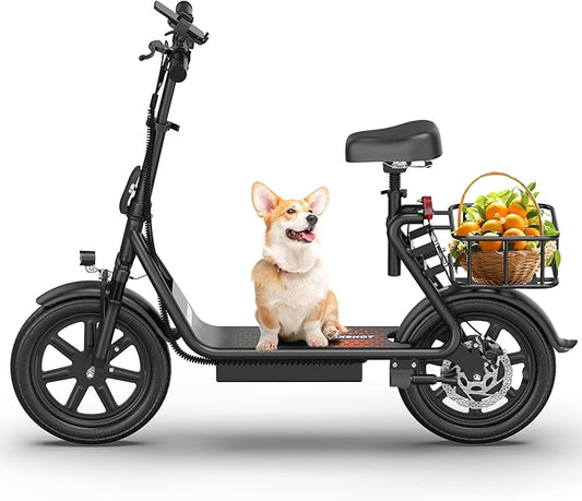 Maxshot Electric Scooter, 8.5" /10" /14" Tire, 16/19/22 Mph Top Speed, 12/16/21/27/28/49/50 Miles Long Range, Folding Escooter for Adults and Kids with Seat Bag, Dual Braking, Dual Suspension, App