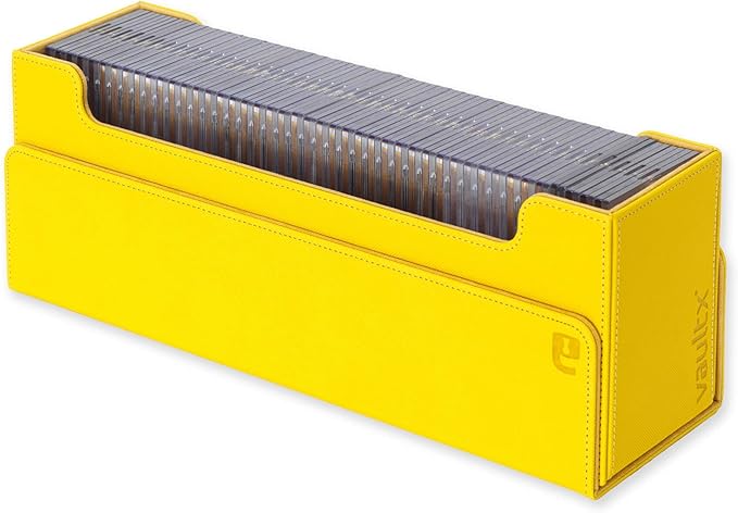 Vault X Card Storage Box, Exo-Tec Material, Detachable Magnetic Lid, with Dividers & Foam Fillers, for Trading Cards (Yellow)