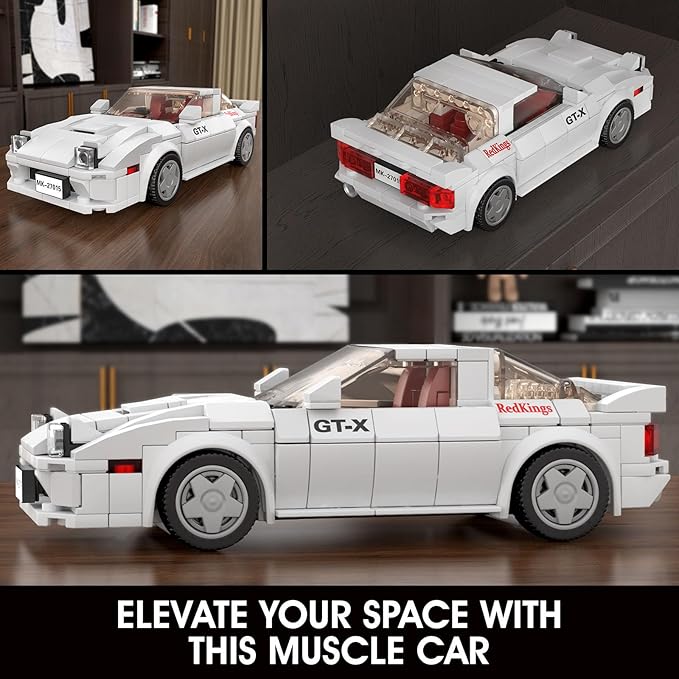 Mould King Speed Champion RX-7 Initial D Building Set & Display Case, 27015 Cars Model Kits Gifts for Teens/Adults, Creative for Teens Age 14+ (369Pcs)