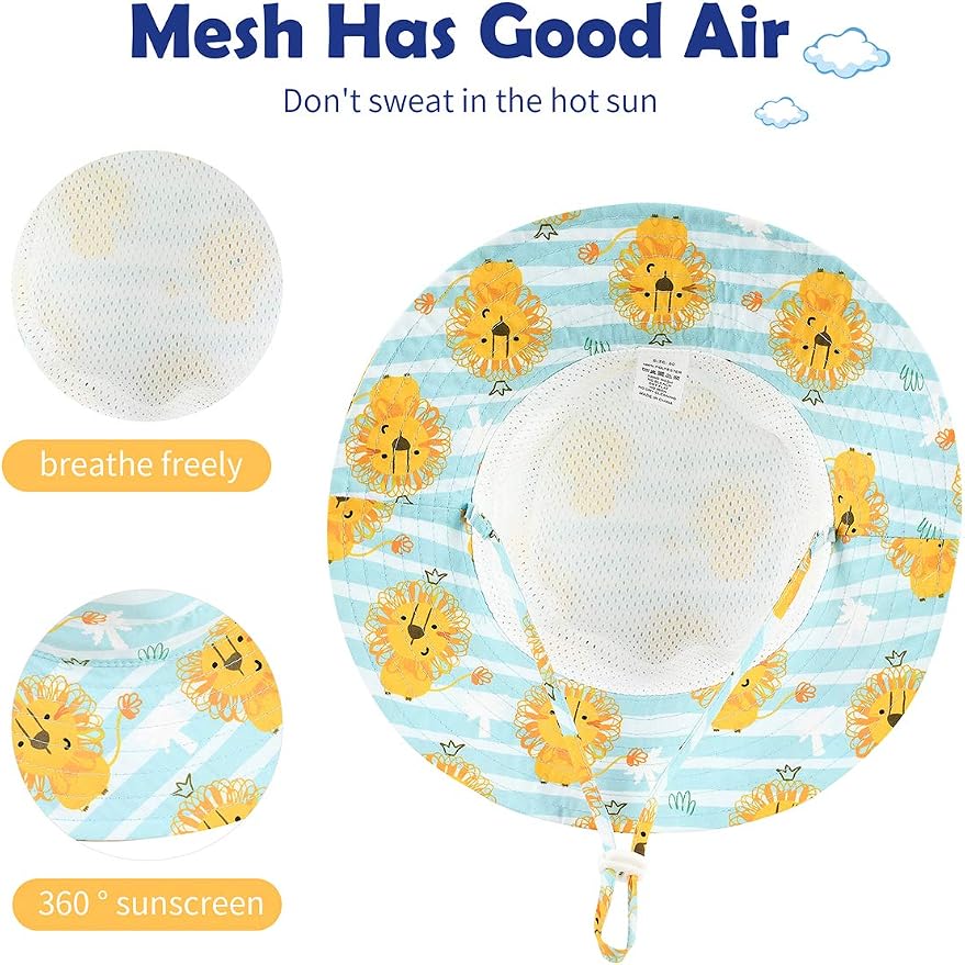 Baby Sun Hat UPF 50+ Sun Protective Toddler Bucket Hat Summer Kids Beach Hats Wide Brim Outdoor Play Hat for Boys Girls