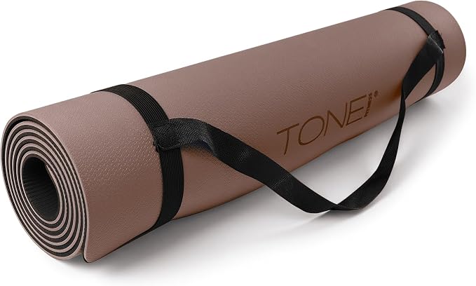 TONE Fitness Yoga Mat 1/4" Thick Non Slip Exercise & Pilates Mat for Home Workouts with Carrying Strap | Multiple Options