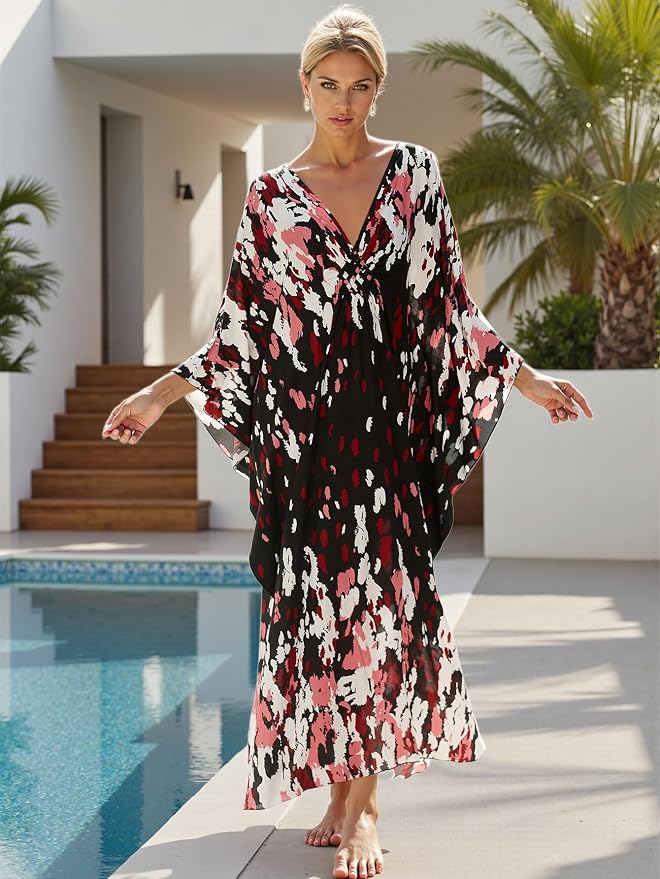 Mumu Dresses for Women Plus Size, Bohemian Kaftan Beach Cover Up Long Maxi Nightgown Soft Loungewear