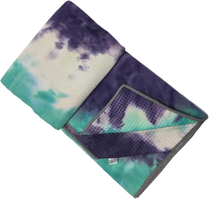 Yoga Towel for Yoga Mat, Non Slip Mat Cover for Hot Yoga, Washable Microfiber Light Weight (Purple-Green)