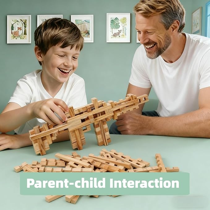 Toy Gun Educational Wooden Building Blocks - 53 Pcs Assembled into 10+ Forms, STEM Toy Gift for Kids, Learning Toys for Ages 3+ and Adults