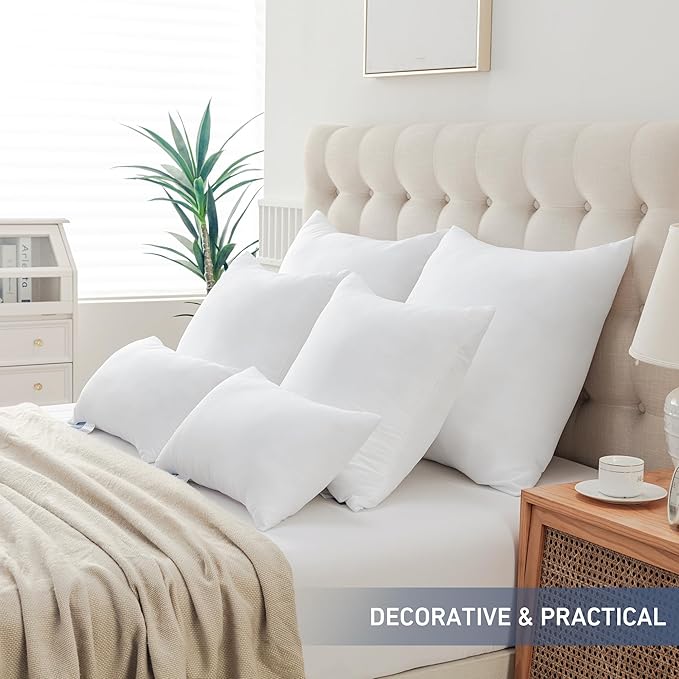 Leeden 22 x 22 Pillow Inserts Set of 2, Plush Down Alternative Decorative Throw Pillow Inserts for Couch, Sofa & Bed, Square Cushion Inserts for Home Decor