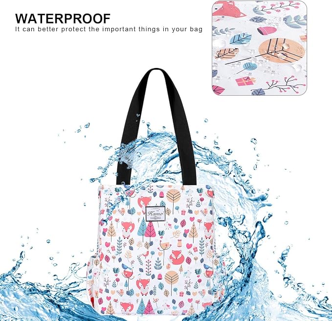 KAMO Floral Tote Bag - Waterproof Lightweight Handbags Travel Shoulder Bag for Hiking Yoga Gym Swimming Travel Beach
