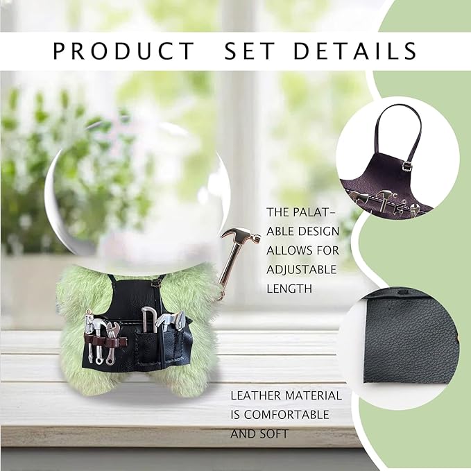 Apron Work Clothes for Doll，Repairman Series，7 Accessories in Total，Leather Bibs with Adjustable Length, Suitable for Tool Enthusiasts，Suitable 3.94-6.7inch(10-17cm) for Dolls