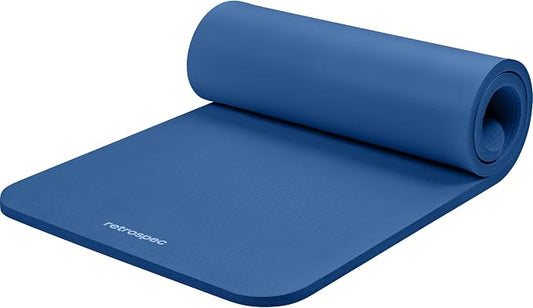 Retrospec Solana Yoga Mat 1" Thick w/Nylon Strap for Men & Women - Non Slip Exercise Mat for Home Yoga, Pilates, Stretching, Floor & Fitness Workouts