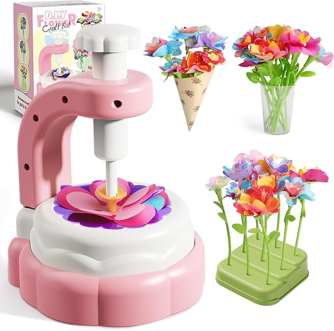 DIY Craft Kits Toys for Kids,Fabric Flower Bouquets Toys,Arts & Crafts for 4 5 6 7 9 Year Toddler Girl, Birthday Gift for 4-9 Year Old Girl, Educational Activity Preschool B-Day Gifts