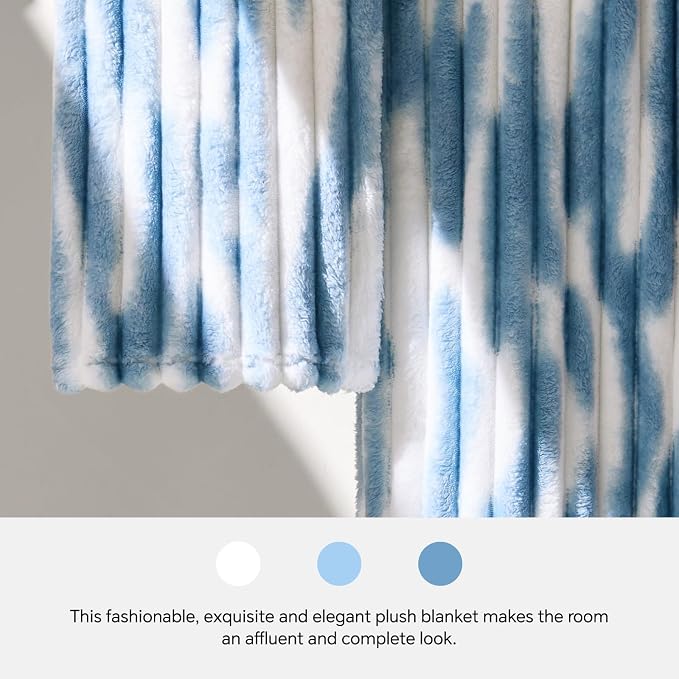 BEDELITE Striped Fleece Throw Blanket, Blue&White, 50"x60" | 300GSM Microfiber Fleece, Soft Cozy, Lightweight Warm, Double-Sided Plush, Machine Washable, Gift, Room Decor, for Couch Sofa