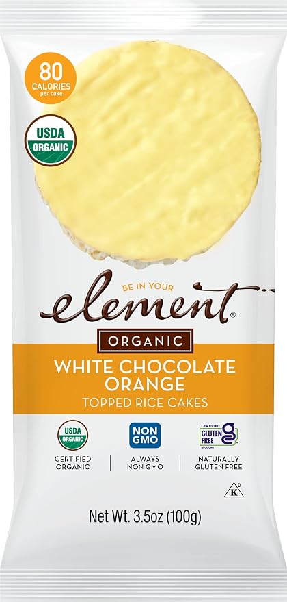 Element Snacks - White Chocolate Orange Rice Cakes (Pack of 8), All-Natural Rice, Organic Healthy Snacks for Kids or Adults, Non GMO, Certified Gluten-Free and Kosher