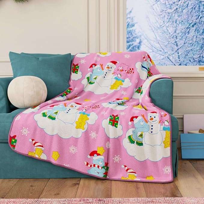 Care Bears Nostalgic Holiday Christmas Super Soft Cozy Plush Throw, 40 in x 50 in, (Officially Licensed Product) by Franco Collectibles