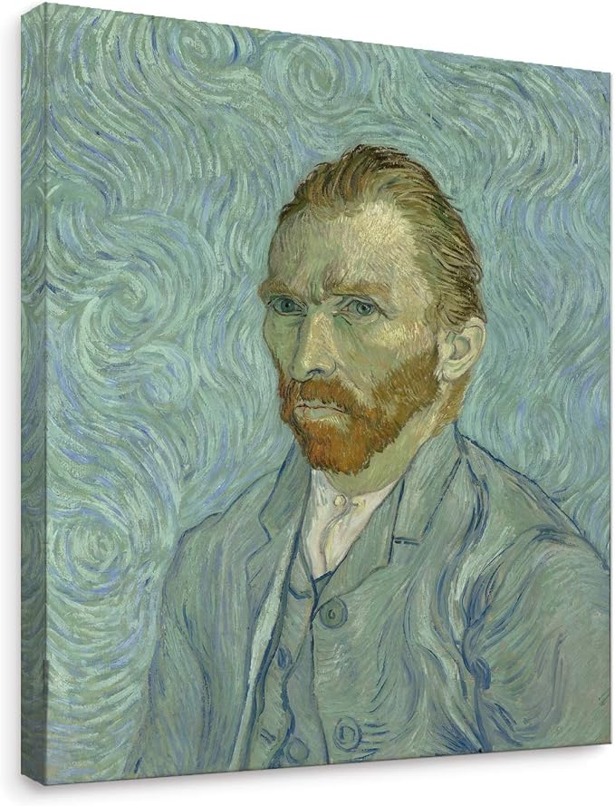 Niwo ART - Van Gogh Self-Portrait, World's Most Famous Paintings Series, Canvas Wall Art Home Decor, Gallery Wrapped, Stretched, Framed Ready to Hang (20"x16"x3/4")