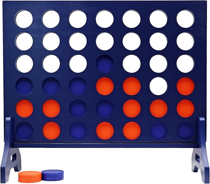 Tailgating Pros Premium Navy Giant Four in a Row with Carrying Case - Jumbo Oversized Outdoor Yard Game - Connect Multiple Pucks in a Row to Win - Many Puck Colors Available!