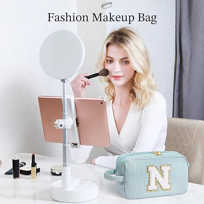 YOOLIFE Monogram Initial Makeup Bag - Toiletry Pouch for Mom, Bridesmaid, Best Friend, Sister, Teacher; Personalized Gift for Women
