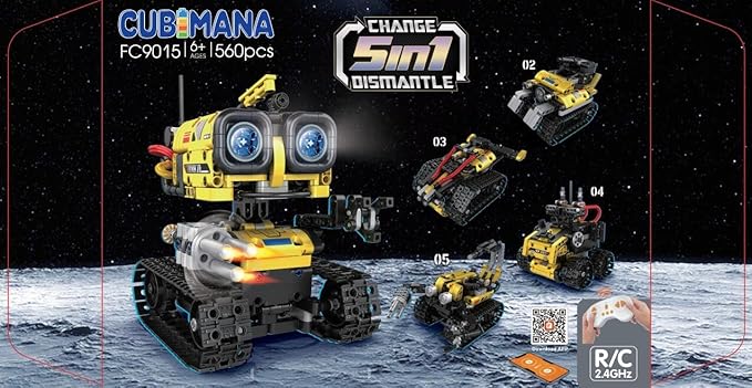 Robot Building Toys for Kids - 5 in 1 Remote- & App-Controlled Robots Toy, RC Wall/Engineering/Mech Scorpion Building STEM Toys, Robot Toy Gifts for Kids Boys Girls Age 10+ (560 PCS)