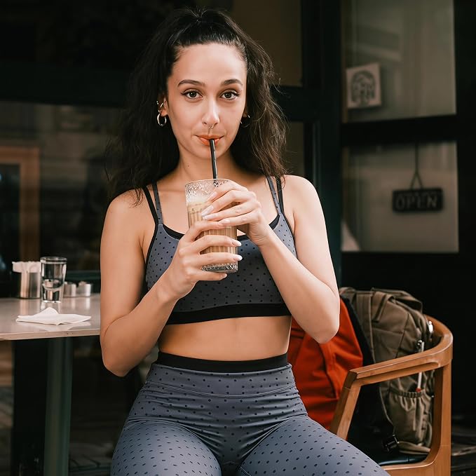 Aoxjox Women's High Waisted Workout Dual Core Leggings Color-Block Dual‑Layer Waist Buttery Soft Gym Yoga Pants 27"