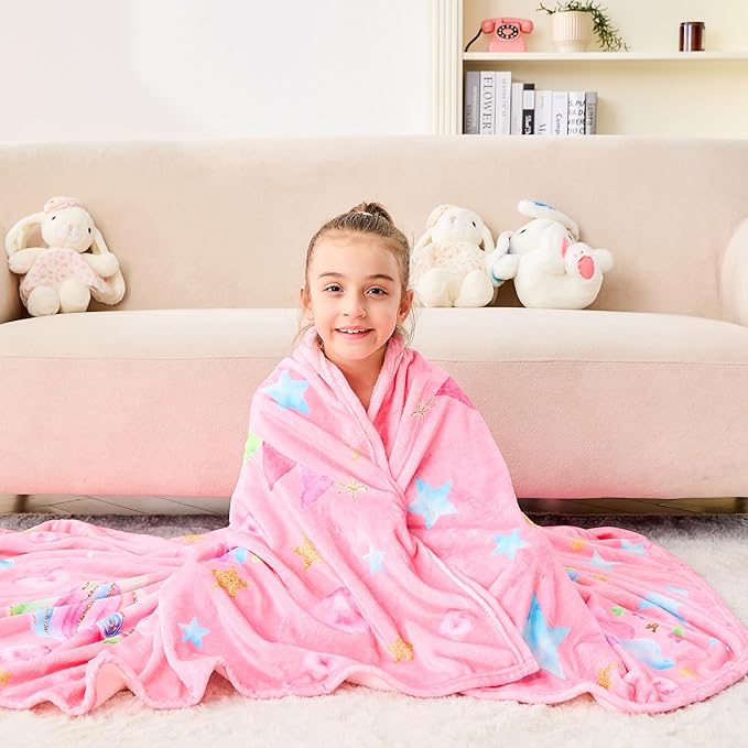 Wajade Unicorn Gifts for Boys Girls - Unicorn Blanket Birthday Christmas Decor for Kids Age 3 4 5 6 7 8 9 10 11 12 Years Old Teens Child Toddler Throw Light Grey 50"x60"
