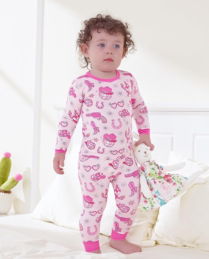 Bamboo Viscose Toddler Girls Kids Pajamas Unicorn Mermaid Pjs Long Sleeve Snug fit 12M-8Y 2pcs Soft Jammies