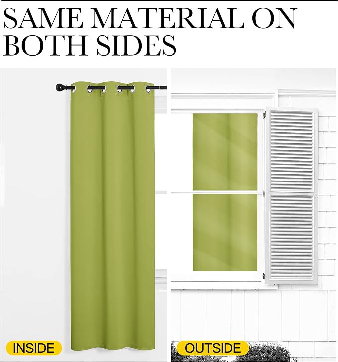 NICETOWN Fresh Green Blackout Curtains 102 inches Length for Living Room, 2 Panels, 55" Wide, Thermal Insulated Long Drapes for Large Window