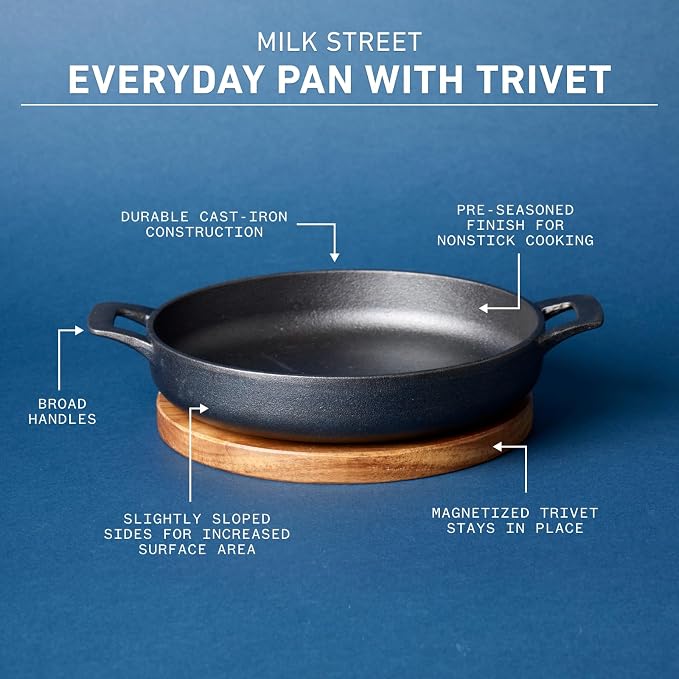 Milk Street 7.5-Inch Everyday Pan with Trivet – Versatile, Pre-Seasoned Nonstick Cookware for Stovetop to Table