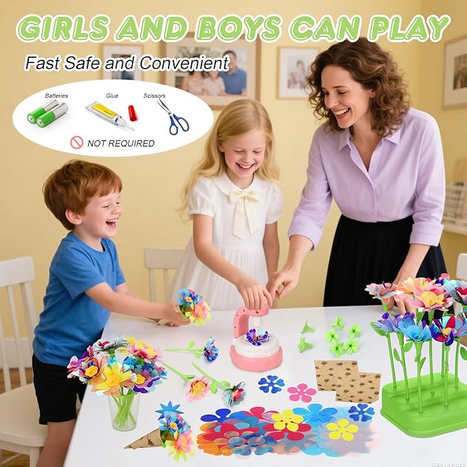 Vodolo DIY Fabric Flower Bouquets Toys for Girls Ages 4-8,Flower Making Kit Thanksgiving Christmas Arts and Crafts Kits for Kids 4-6,Toddler 4 5 6 7 8+ Year Old Girl Christmas Gifts Ideas Trendy 2025