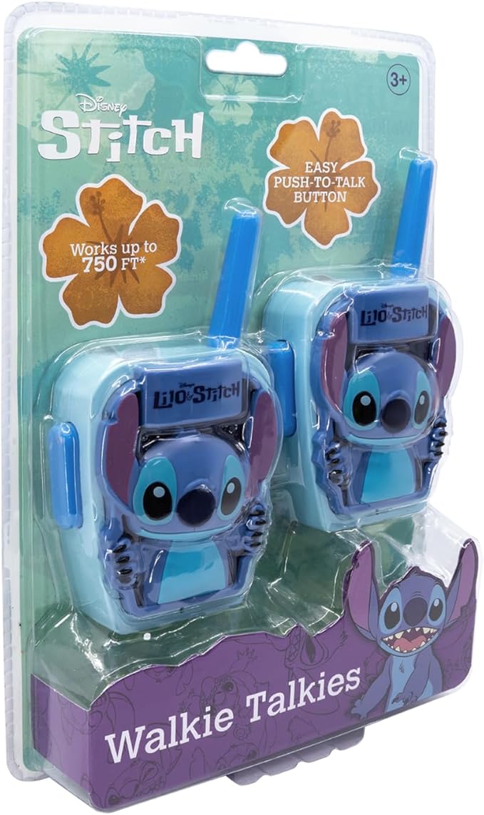 eKids Stitch Walkie Talkies for Kids, Static Free Extended Range Indoor and Outdoor Toys Designed for Fans of Stitch Toys