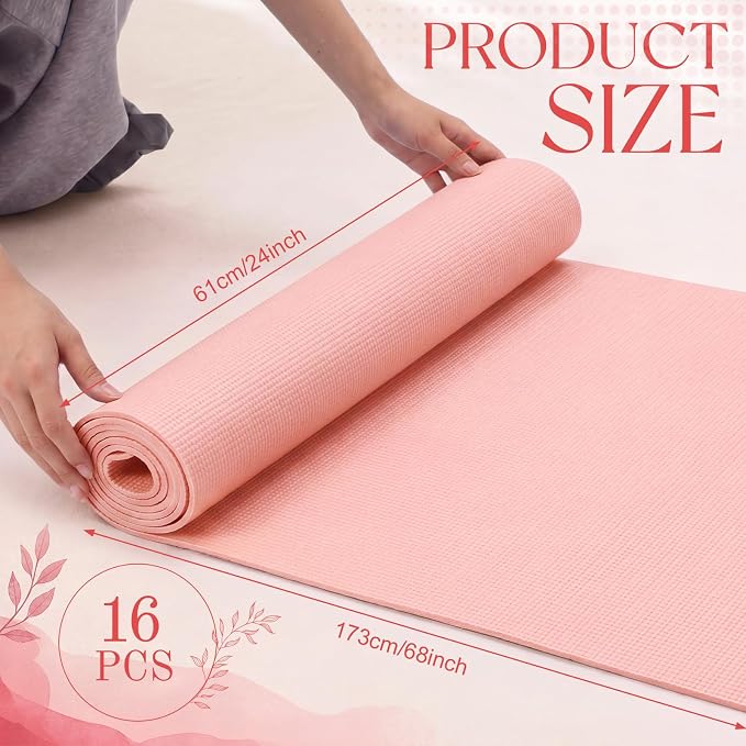 3 mm Thin Yoga Mats Bulk, Lightweight PVC Exercise Mats Non Slip Workout Fitness Pads for Yoga Pilates Stretching Classes Gym Home Studio, Easy to Clean