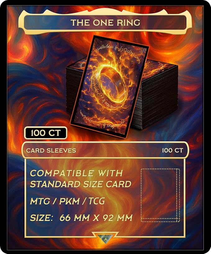 MTG Card Sleeves with 100 Pcs, Waterproof Textured Back Art Sleeves Deck Protector, HD Clear Front & Matte Back, Ultra-Durable, Smooth Shuffle Standard Size Card Sleeves Fit TCG MTG Cards-The Ring