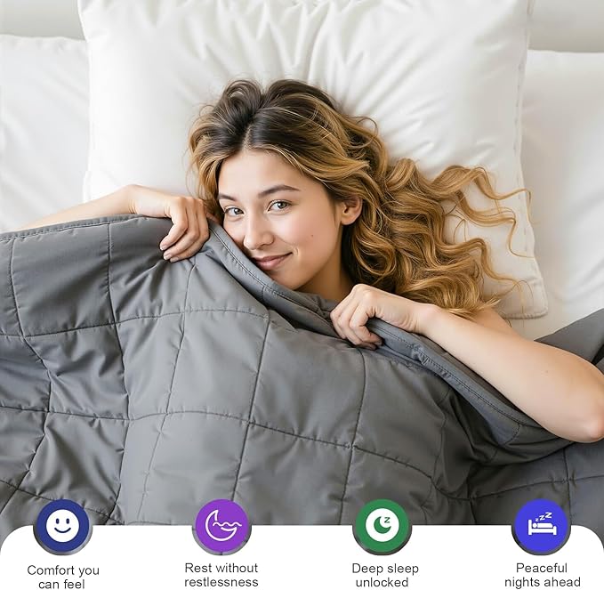 Weighted Blanket 10lbs 48"x72", Cooling Heavy Throw for 80-120lbs Persons, Premium Glass Beads & Soft Breathable Fabric for All-Season Sleeping Comfort