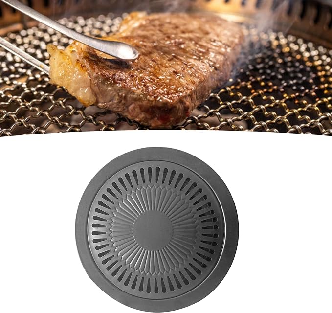 Haofy Korean BBQ Grill Pan Iron Easy to Anti Stick Round Stovetop Barbecue Grill Pan for Home Indoor Outdoor Cooking, Haofypmgriu3s8n